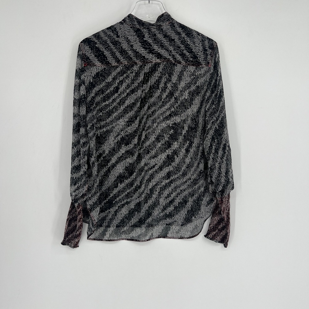 Rag & Bone Top womens S Sheer  Zebra Animal Print Silk Career Office‎ Retro Edgy - Picture 4 of 12